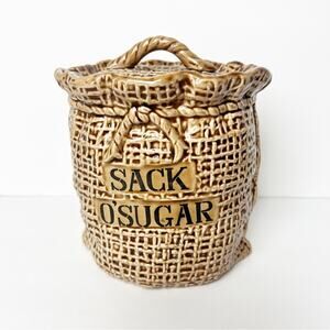 Vintage Lefton Sack O’ Sugar Burlap Sack Canister 6 x 6